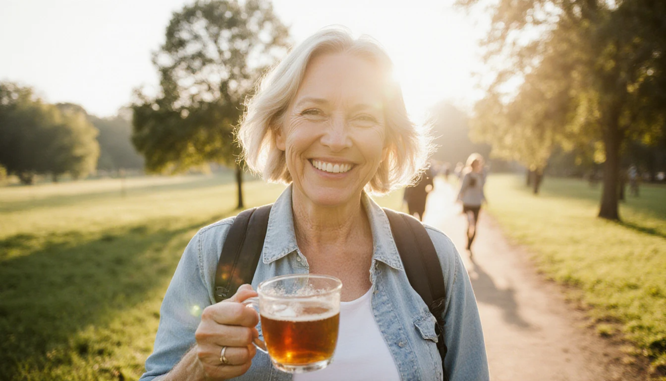 Woman walking in park Energy Drops After 35