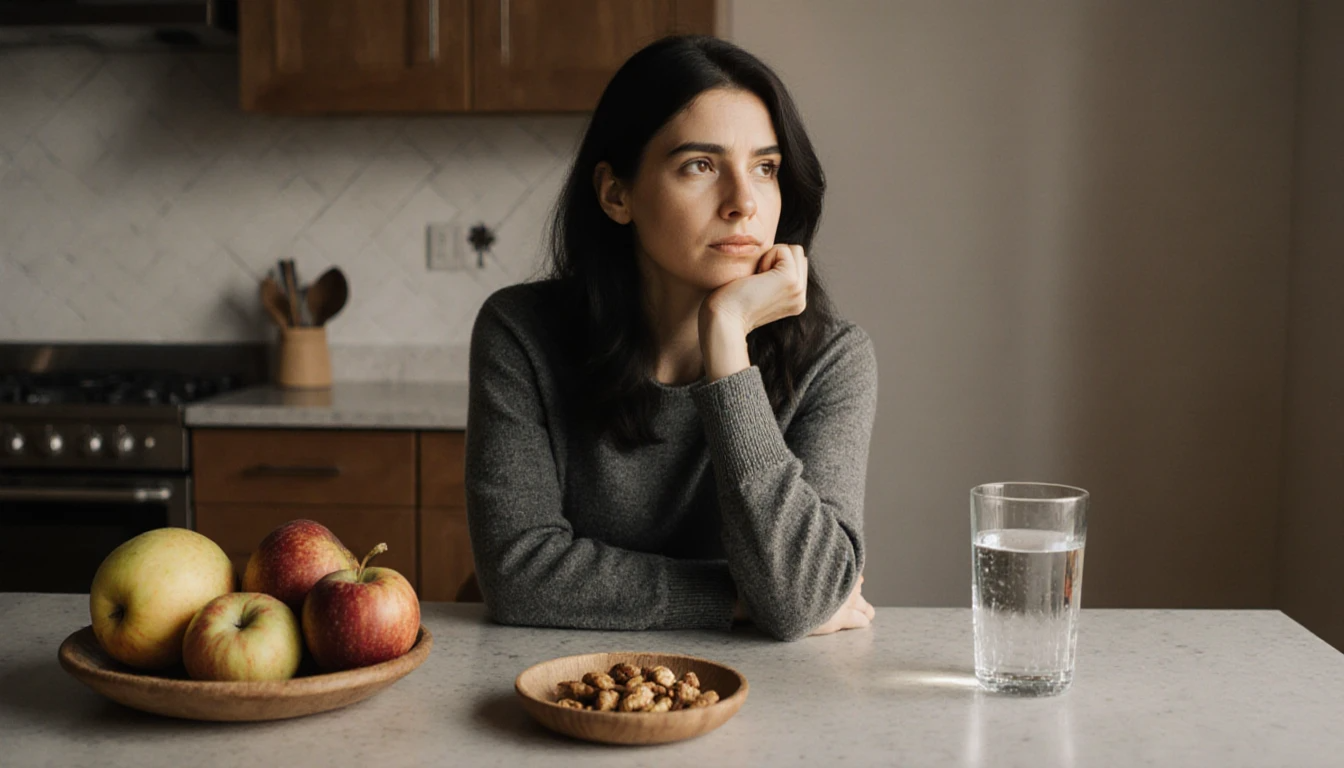 Woman over 35 combating brain fog with healthy foods The Link Between Blood Sugar and Brain Fog