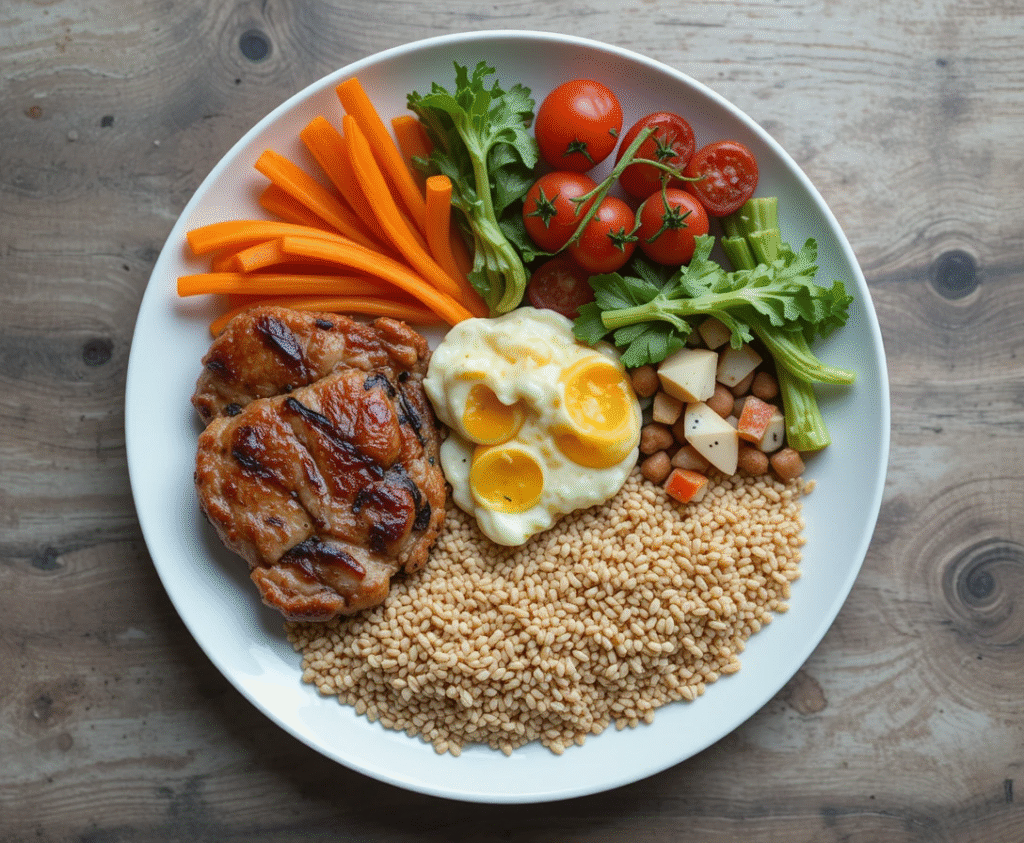 Balanced meal supporting steady blood sugar and mental clarity