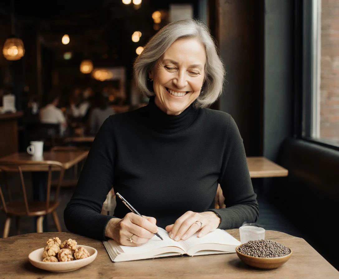 Woman over 35 enjoying Omega-3 rich foods like nuts to support memory and brain health. Can Omega-3s Really Improve Memory